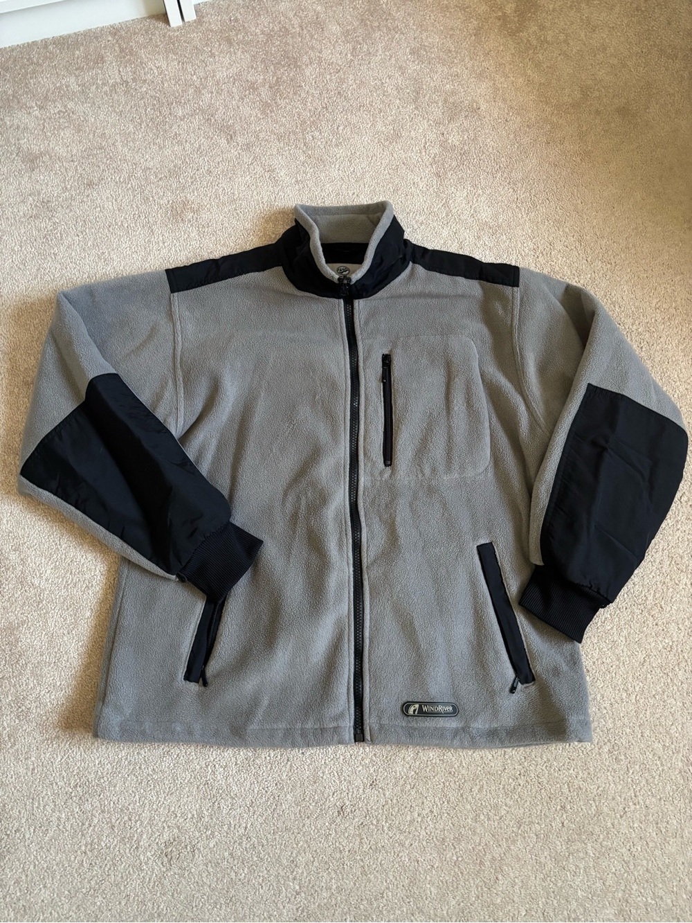 Vintage WindRiver Grey & Black Fleece Full Zip Jacket